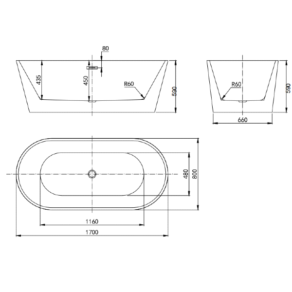 Florence Freestanding Acrylic Bath - Gloss Black
