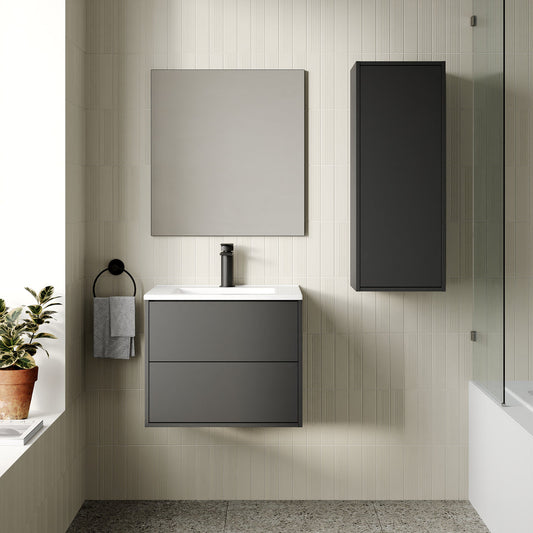 Milan Noir 600mm Wall Hung Vanity Unit with Basin - Matt Black