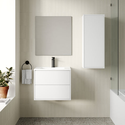 Milan 600mm Wall Hung Vanity Unit with Basin - Matt White
