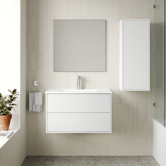 Milan 800mm Wall Hung Vanity Unit with Basin - Matt White