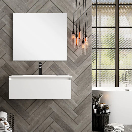 Genoa 800mm Wall Hung 1 Drawer Vanity Unit with Basin - Matt White