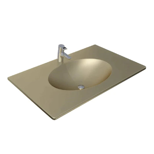 Turin Oro 600mm Integrated Designer Wash Basin - Polished Gold