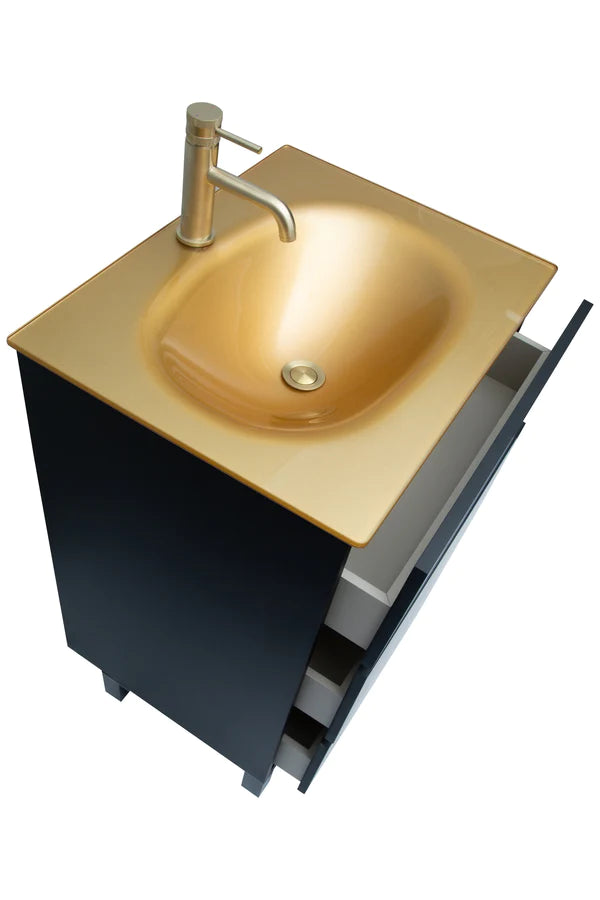 Turin Oro 600mm Integrated Designer Wash Basin - Polished Gold