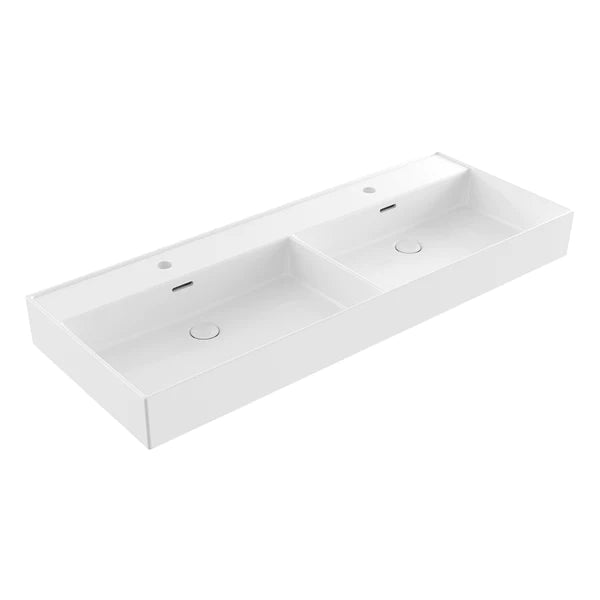 Venice 1200mm Double Basin 2 Tap Holes - White