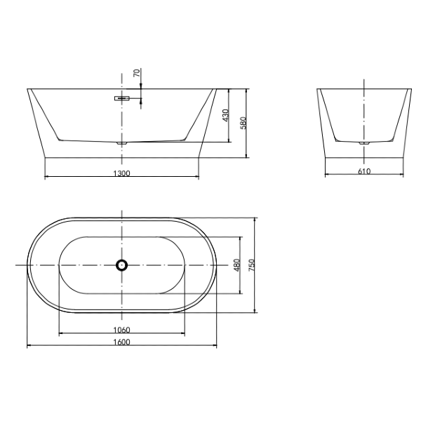 Florence Freestanding Acrylic Bath - Gloss Black