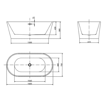 Florence Freestanding Acrylic Bath - Gloss Black