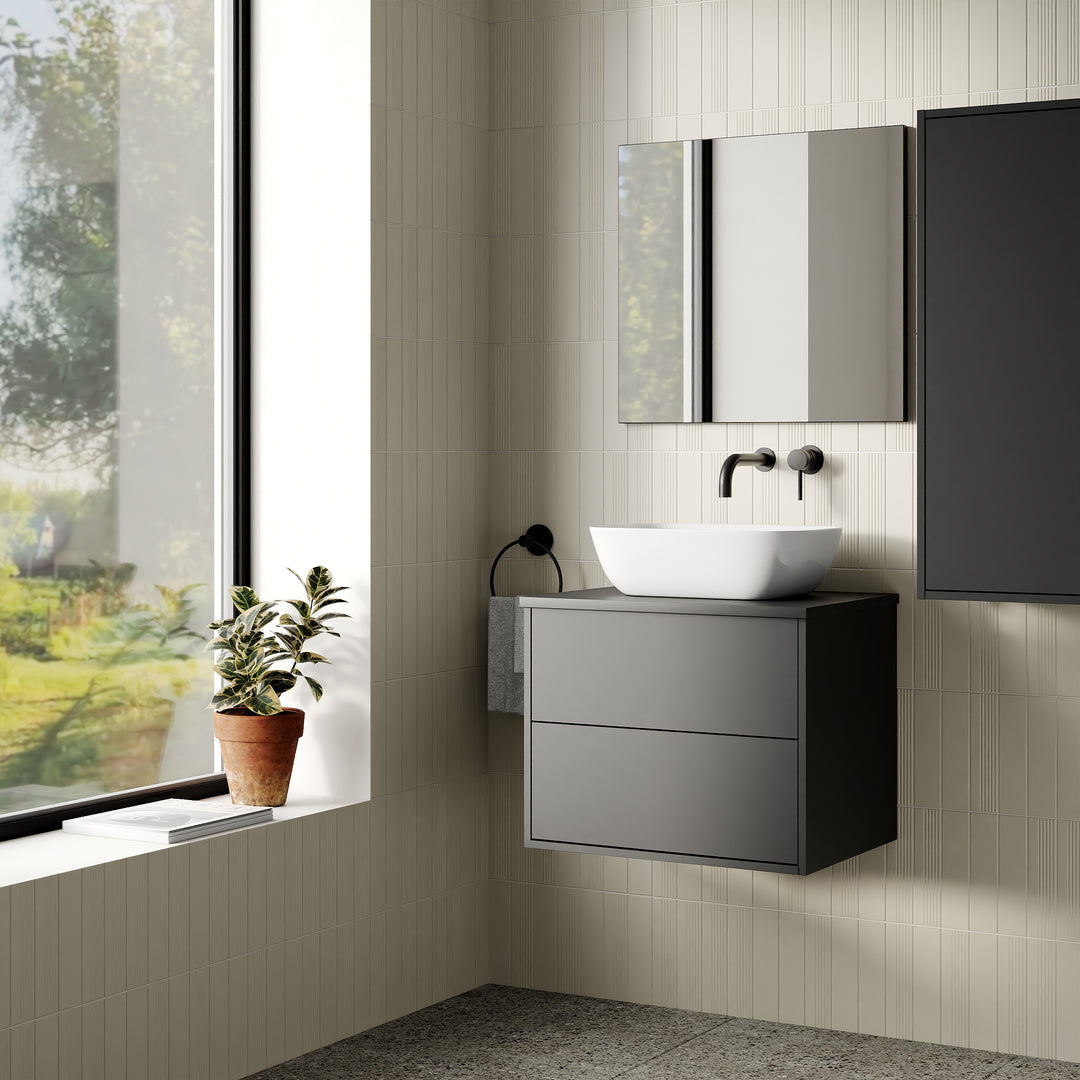 Milan Noir 600mm Wall Hung Vanity Unit with Basin - Matt Black