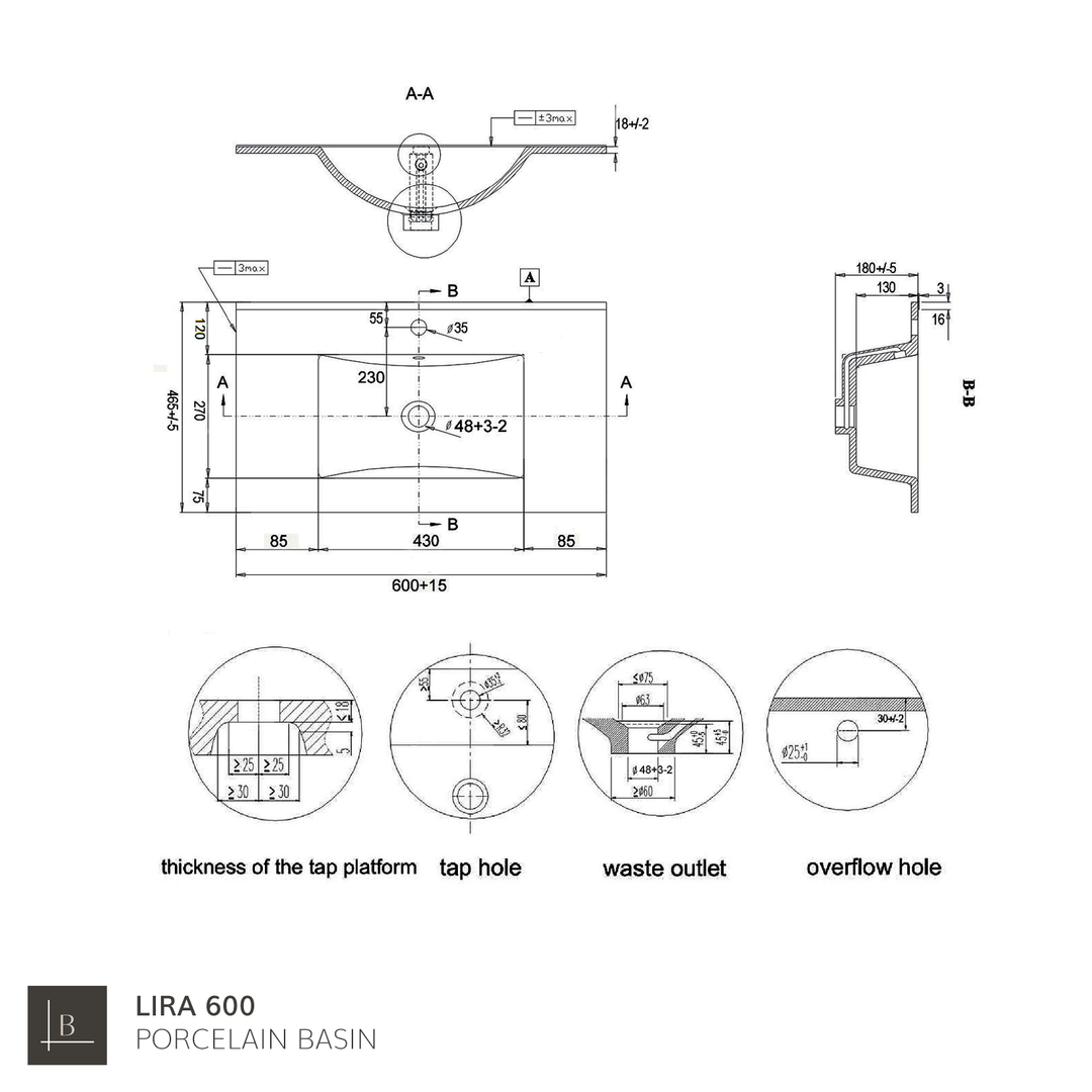 Milan 600mm Wall Hung Vanity Unit with Basin - Matt White