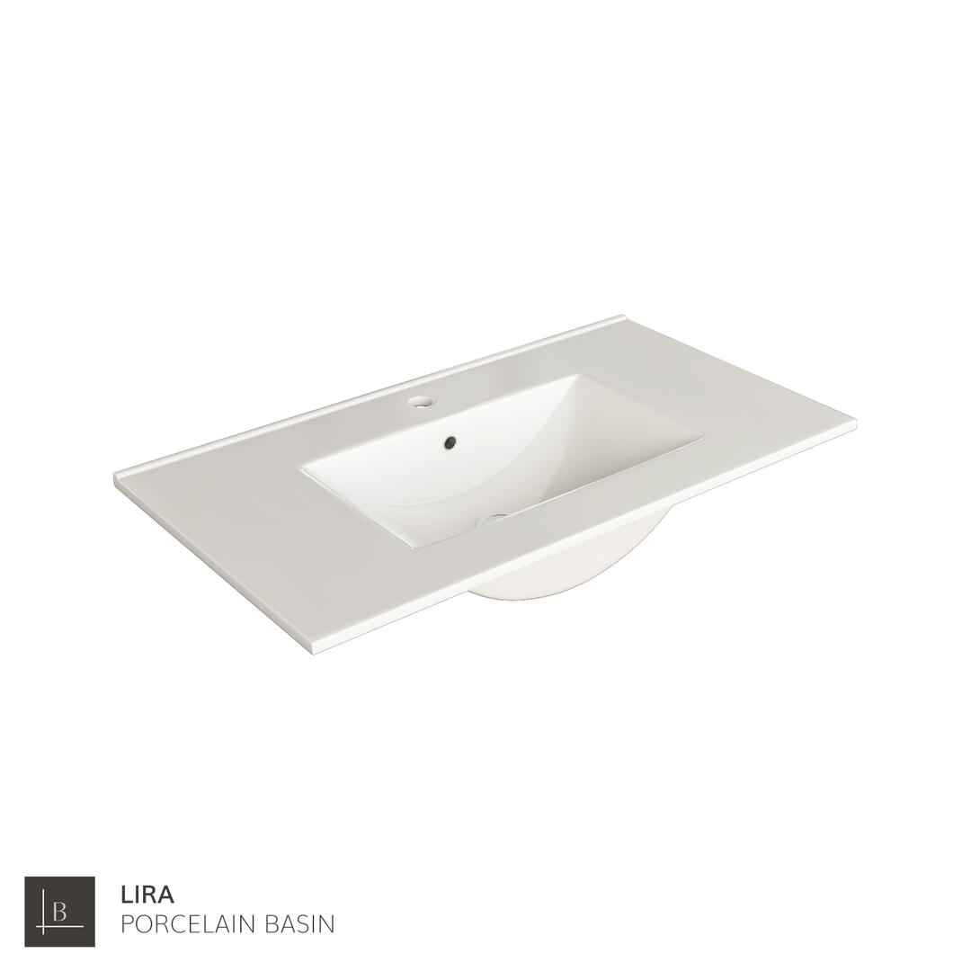 Rome 800mm Wall Hung Basin Units with Matt Black Handles - Ostippo Oak
