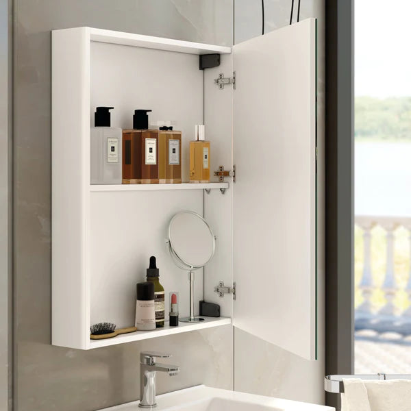 Verona 600mm 1 Door Mirror Cabinet - Gloss White