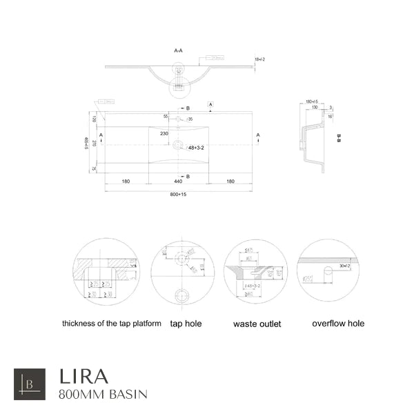 Milan 800mm Wall Hung Vanity Unit with Basin - Ostippo Oak