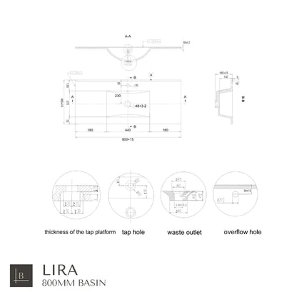 Milan 800mm Wall Hung Vanity Unit with Basin - Ostippo Oak